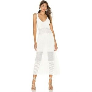 Alexis Roxanna  white crochet knit maxi boho dress L wedding bridal shower beaxh